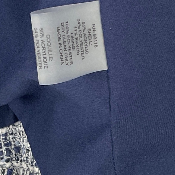 Elie Tahari Blue and White Tweed Blazer Size 2 - Picture 14 of 14